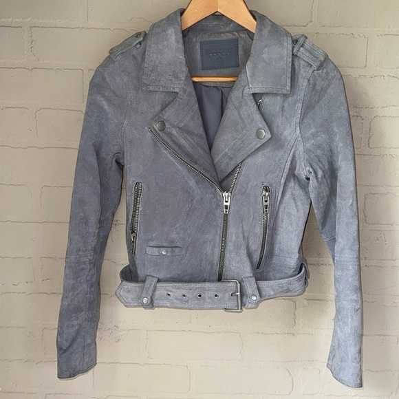 Blank nyc leather jacket Morning Suede Moto Gray Cloud small - Picture 2 of 10
